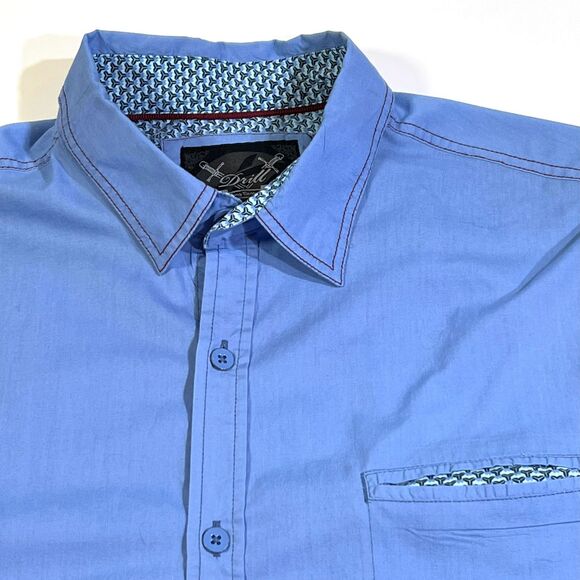 Drill Blue Roll Tab Sleeve Button-Up Shirt XL - Picture 2 of 9